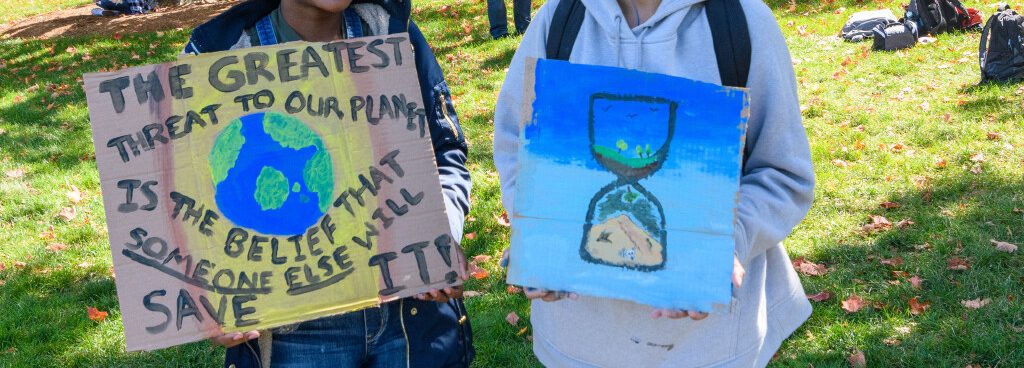 signs during climate strike