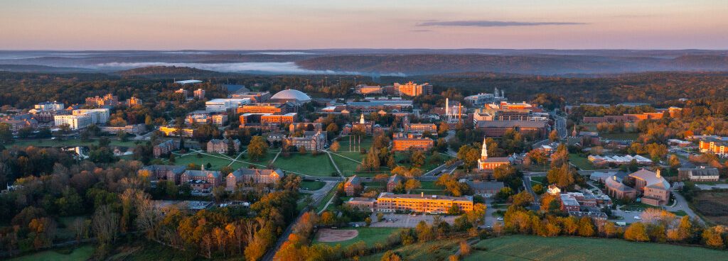 Aerial image of the University of Connecticut during Fall 2023.