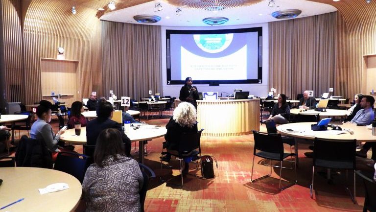 Congresswoman Jahana Hayes addresses the Hunger Symposium attendees, April 2025